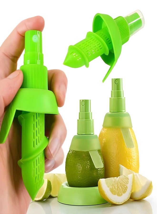 Bexter 3-Piece Citrus Sprayer Set - 2 Lemon & Lime Juice Sprayers with Base Plate - Fresh Fruit Extractor for Salads, Seafood, Veggies & Cocktails (Green) - Image 1